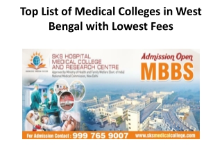 Top List of Medical Colleges in West Bengal with Lowest Fees