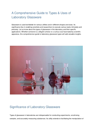 A Comprehensive Guide to Types & Uses of Laboratory Glassware