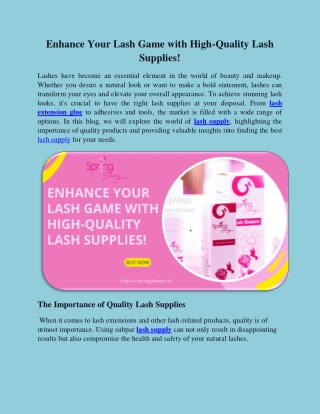 Enhance Your Lash Game with High-Quality Lash Supplies!