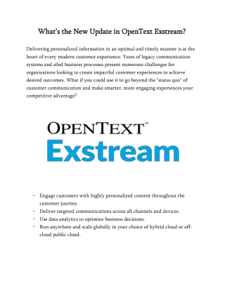 What’s the New Update in OpenText Exstream?