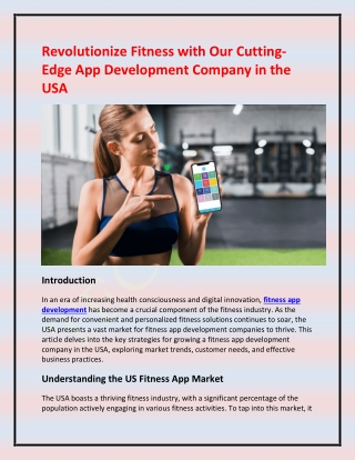 Revolutionize Fitness with Our Cutting-Edge App Development Company in the USA