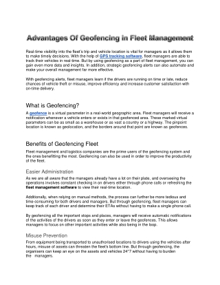 Advantages Of Geofencing in Fleet Management