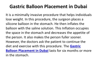 Gastric Balloon Placement in Dubai