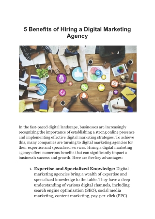 5 Benefits of Hiring a Digital Marketing Agency