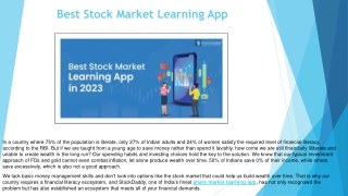 Best Stock Market Learning App