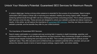 guaranteed seo services