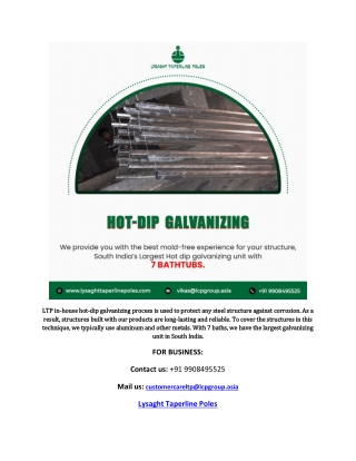 Premium hot dip galvanizing services in Tamilnadu