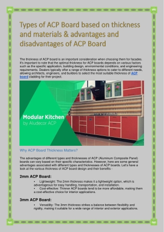 Types of ACP Board based on thickness and materials & advantages & disadvantages