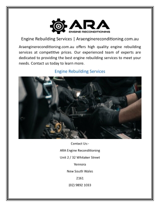 Engine Rebuilding Services  Araenginereconditioning.com