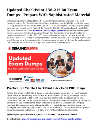 156-215.80 PDF Dumps To Speed up Your CheckPoint Trip