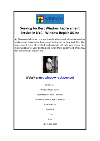 Seeking for Best Window Replacement Service in NYC - Window Repair US Inc