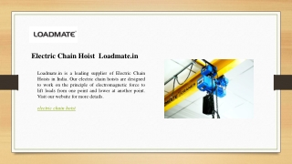 Electric Chain Hoist  Loadmate.in