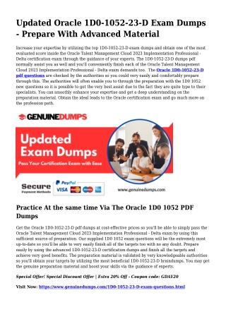 1D0-1052-23-D PDF Dumps The Quintessential Supply For Preparation