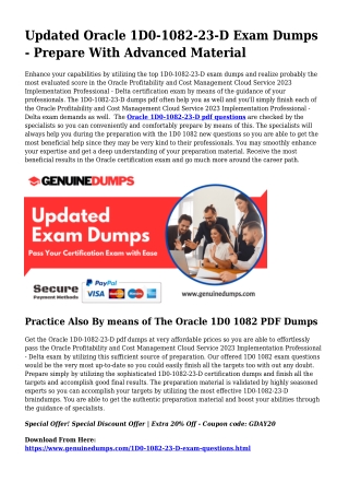 1D0-1082-23-D PDF Dumps - Oracle Certification Created Uncomplicated