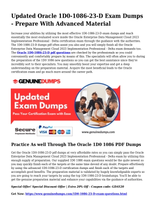 1D0-1086-23-D PDF Dumps For Finest Exam Results