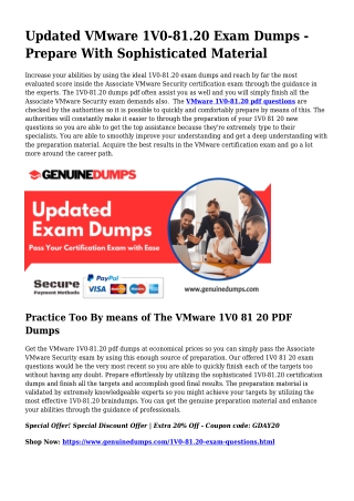 1V0-81.20 PDF Dumps The Supreme Supply For Preparation