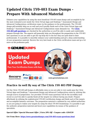 1Y0-403 PDF Dumps - Citrix Certification Made Straightforward