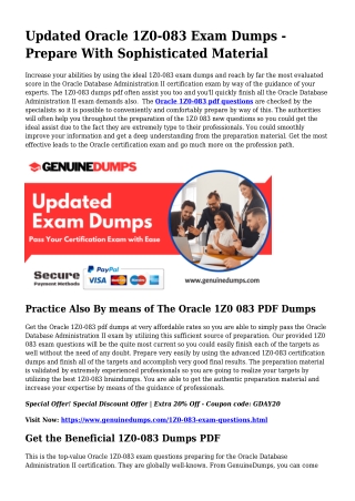 1Z0-083 PDF Dumps For Best Exam Accomplishment