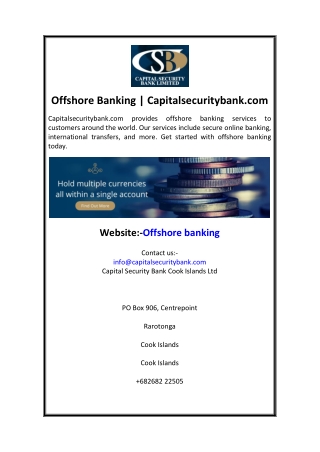 Offshore Banking  Capitalsecuritybank.com