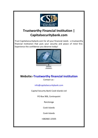 Trustworthy Financial Institution Capitalsecuritybank.com