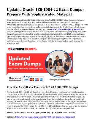 1Z0-1084-22 PDF Dumps For Greatest Exam Results