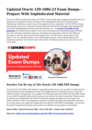 1Z0-1086-23 PDF Dumps - Oracle Certification Produced Simple