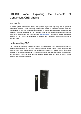 H4CBD Vape_ Exploring the Benefits of Convenient CBD Vaping