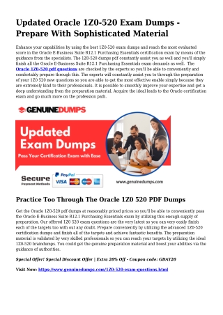 1Z0-520 PDF Dumps The Greatest Supply For Preparation