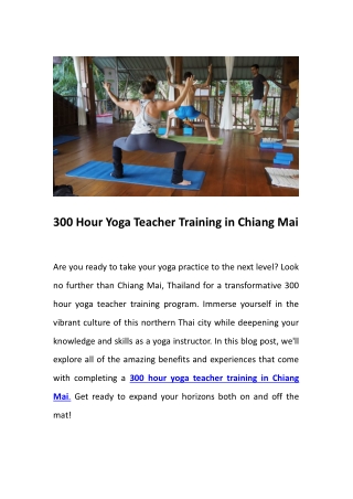 300 Hour Yoga Teacher Training in Chiang Mai