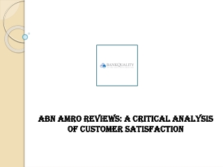 ABN AMRO Reviews A Critical Analysis of Customer Satisfaction