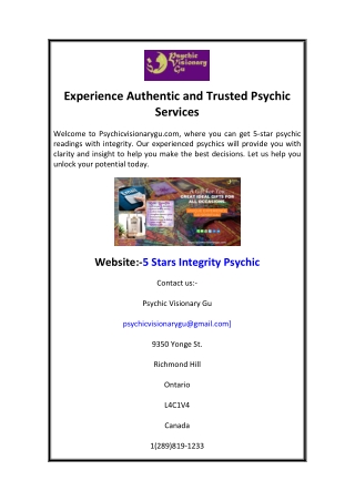 Experience Authentic and Trusted Psychic Services