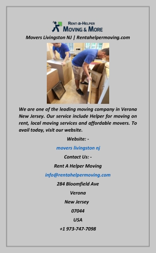 Movers Livingston NJ  Rentahelpermoving