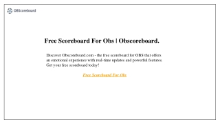 Free Scoreboard For Obs  Obscoreboard.com