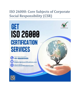 ISO 26000: Core Subjects of Corporate Social Responsibility (CSR)