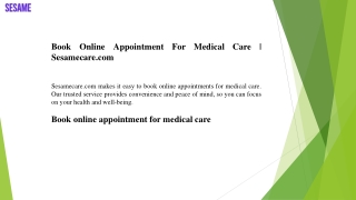 Book Online Appointment For Medical Care  Sesamecare.com