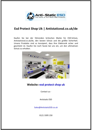 Esd Protect Shop Uk | Antistaticesd.co.uk/de