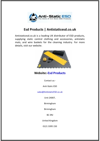 Esd Products  Antistaticesd.co.uk