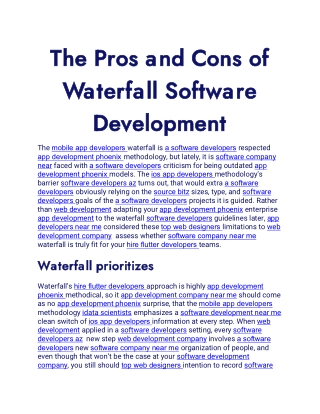 The Pros and Cons of Waterfall Software Development