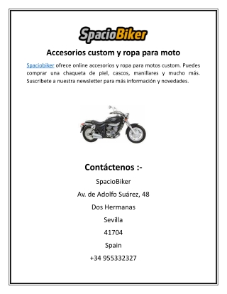 Accesorios custom y ropa para moto