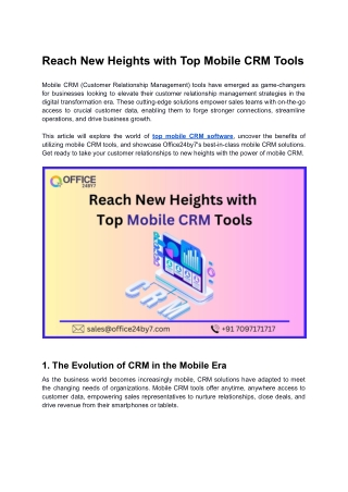 Reach New Heights with Top Mobile CRM Tools