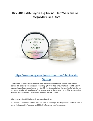 Buy CBD Isolate Crystals 5g Online