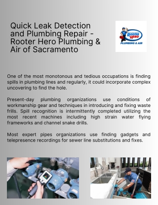 Quick Leak Detection and Plumbing Repair - Rooter Hero Plumbing & Air of Sacramento