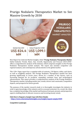 Prurigo Nodularis Therapeutics Market Growth in Future Scope 2023-2030