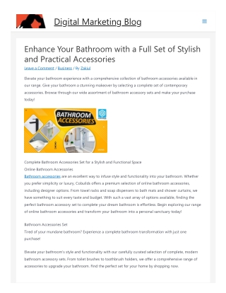 Enhance Your Bathroom With A Full Set Of Stylish And Practical Accessories
