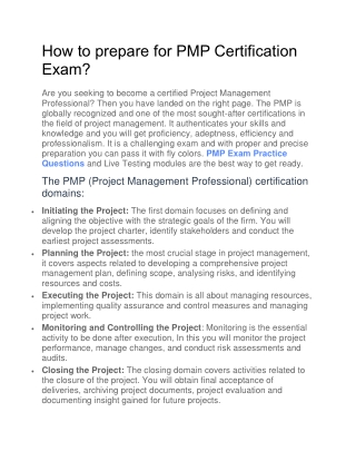 How to prepare for PMP Certification Exam