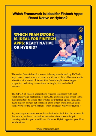 Which Framework is Ideal for Fintech Apps React Native or Hybrid?