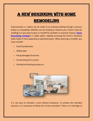 A New Beginning with Home Remodeling