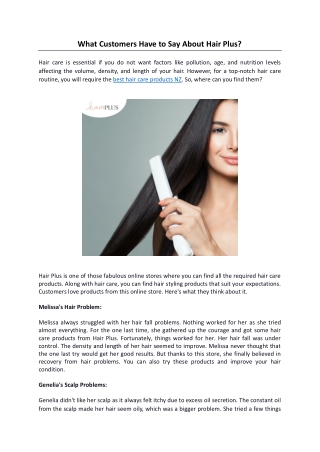 What Customers Have to Say About Hair Plus?