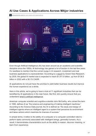 AI Use Cases amp Applications Across MAjor industries