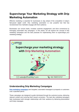 Supercharge Your Marketing Strategy with Drip Marketing Automation